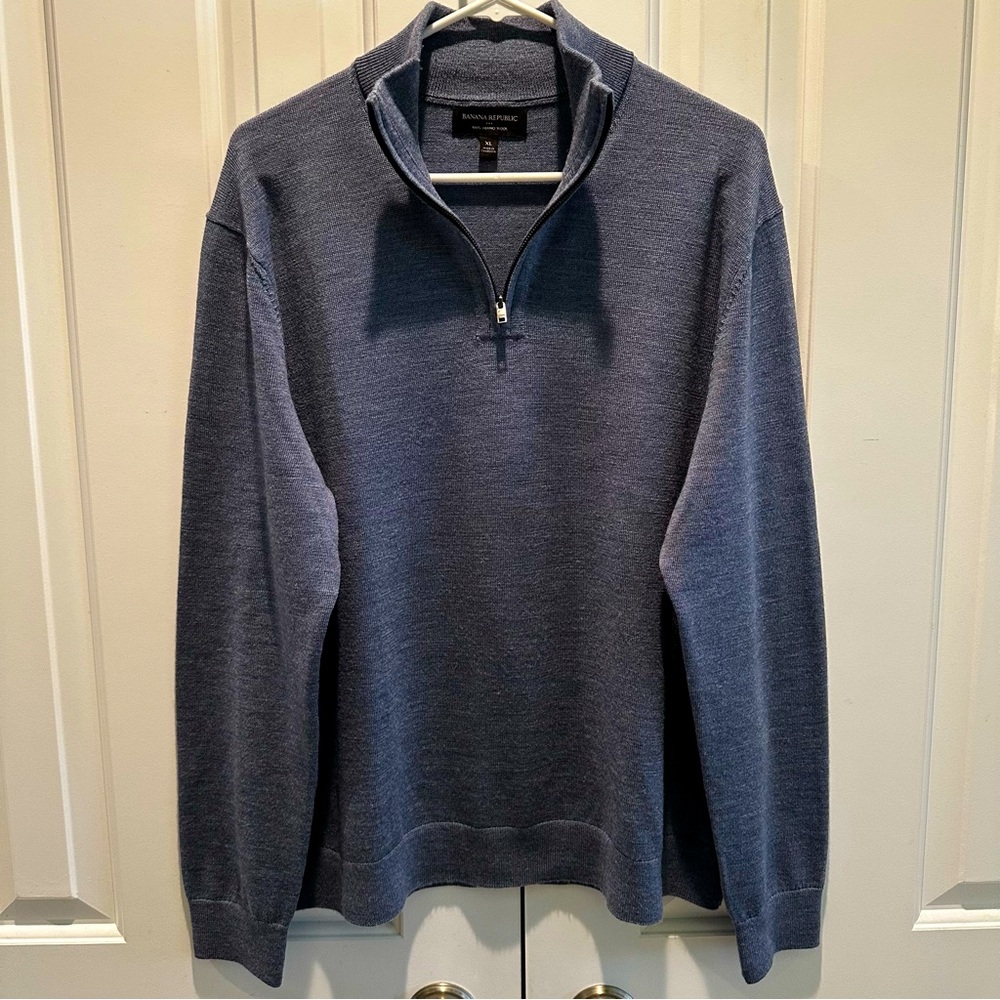 Banana Republic Men’s 100% Merino Wool 1/4 Zip Sweater XL